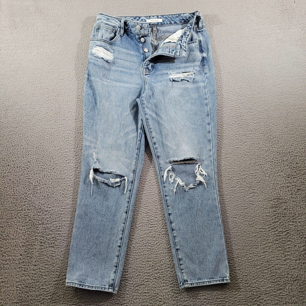 PacSun Jeans Women 29 Blue Mom Jeans Button Fly Distressed Denim Straight Skater